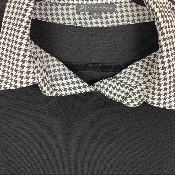 Adriana Papell Black Houndstooth Collar Viscose Blend Sweater Large - Picture 4 of 8